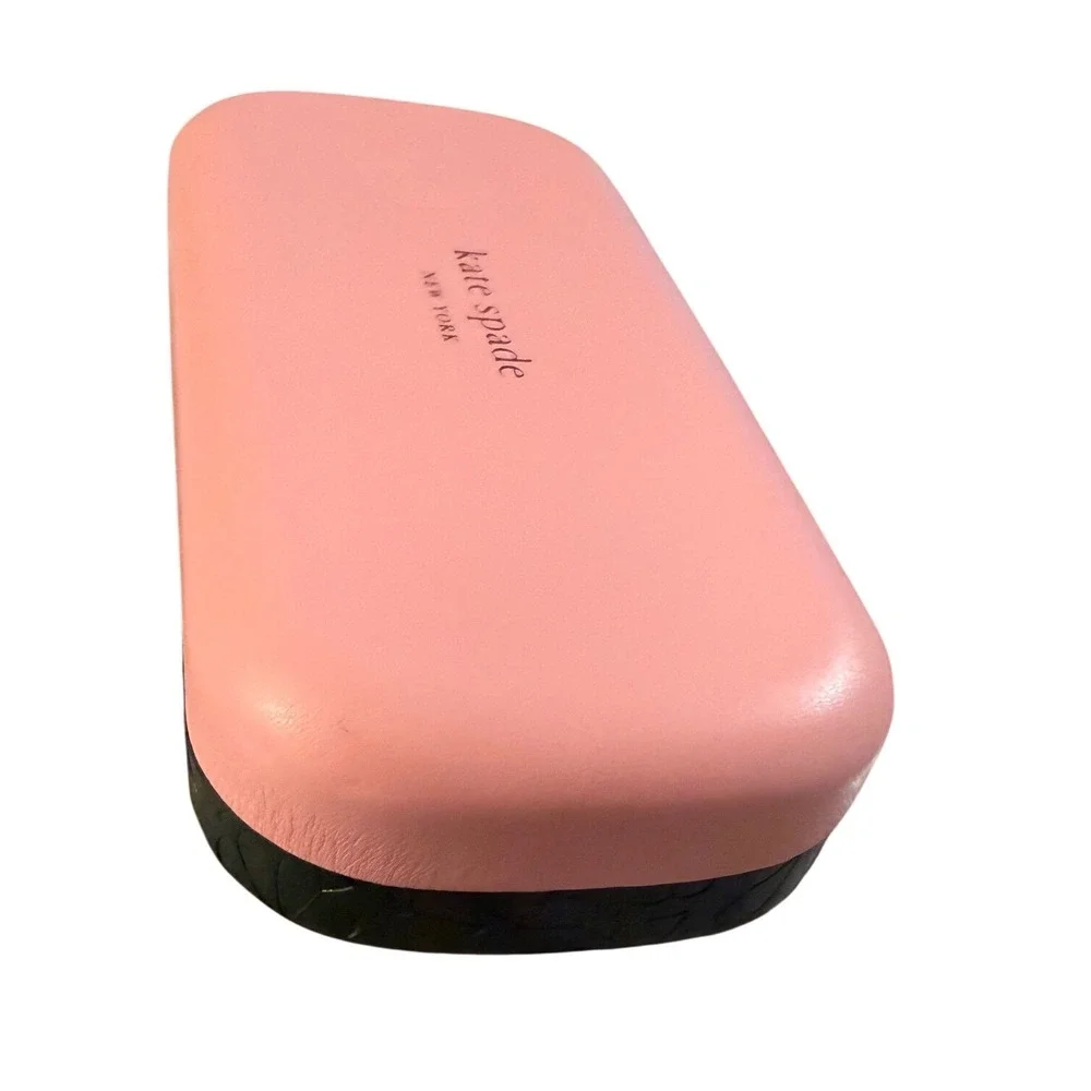 Kate Spade New York Pink and Green Embossed Spade Hard Shell Glasses Case